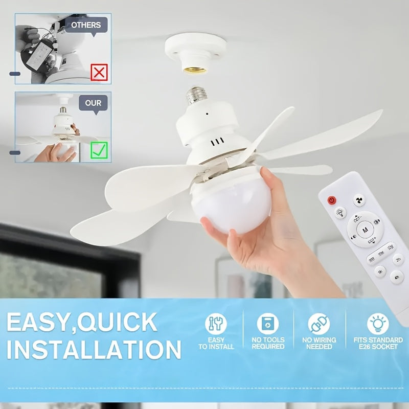 White LED Ceiling Fan Light with 3 Adjustable Speeds and Remote Control, 16.5 Inch / 20.5 Inch Fan Lighting Fixture, 30W / 40W Dimmable Color Changing Fan Light, Hardwired, 100V-240V Working Voltage, Color and Wood Grain Optional