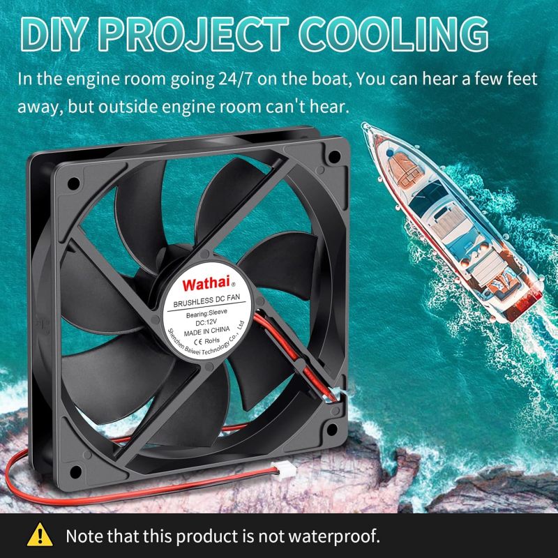 120mm 12V 0.45A 2-Pin DC Brushless Cooling Fan - 120x120x25mm - 105 CFM - 3000 RPM - Case Fan Compatible with Desktop Computer