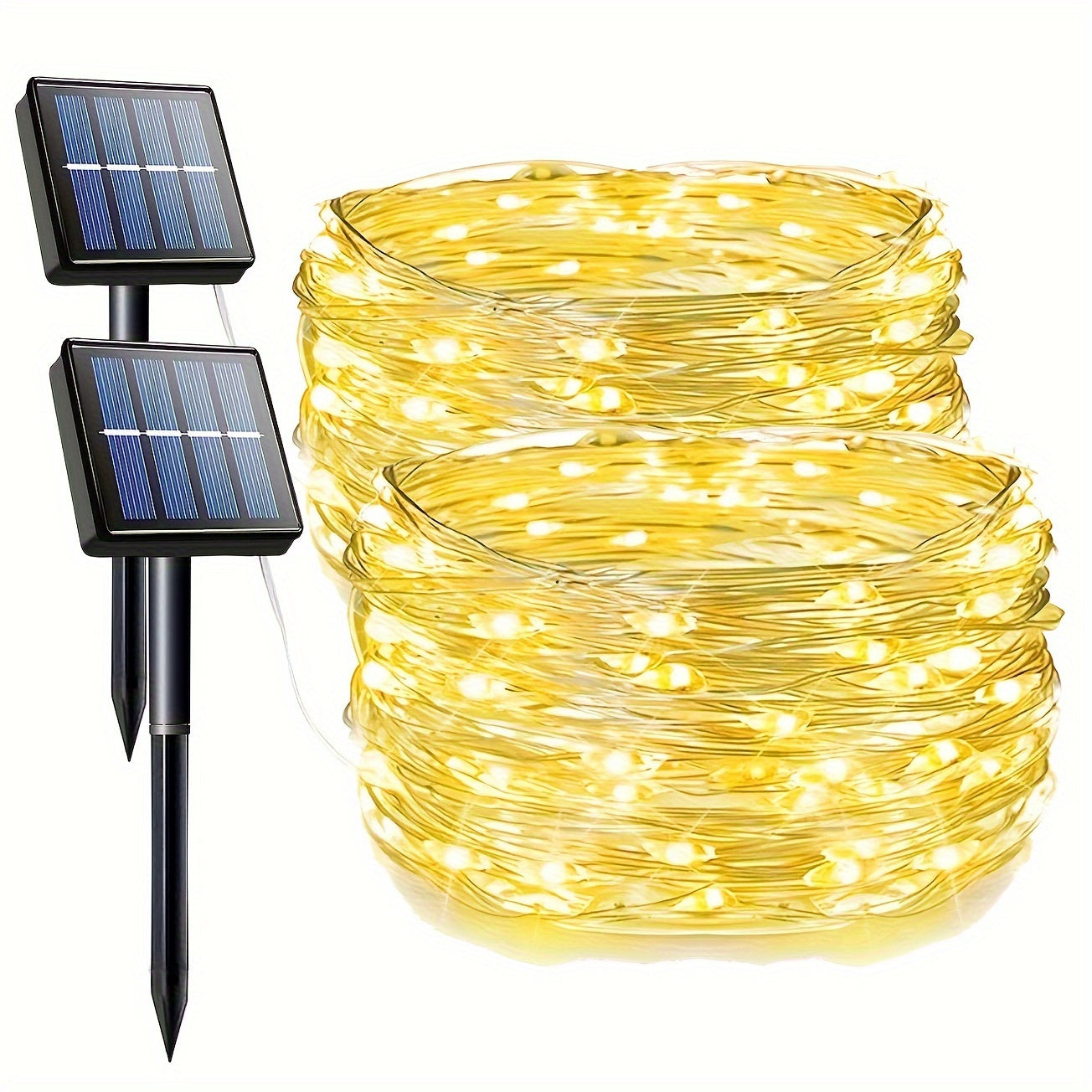 2个万圣节太阳能串灯，每个33英尺，共200个LED，8种模式的太阳能万圣节灯，适用于万圣节和圣诞节装饰