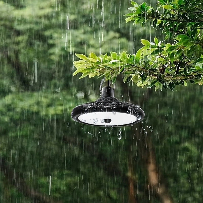 Solar pendant light with motion sensor, one-to-two dual-head dual remote control, waterproof solar barn light, multiple modes adjustable brightness, soft light eye-friendly, suitable for indoor and outdoor, barn, chicken coop, workshop