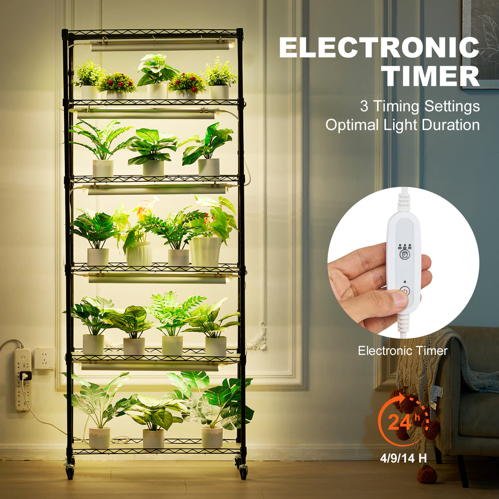 VEVOR Plant Stand with Grow Light, 6 Tiers, 150W, 70.9" Tall Plant Grow Shelf