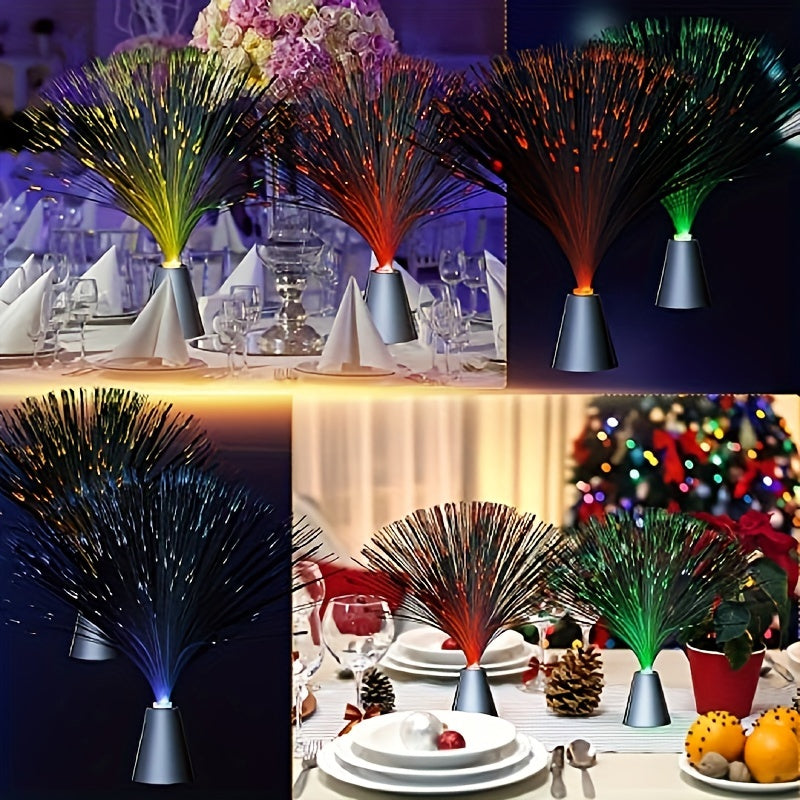 1pc LED 7-color changing fiber optic light, party centerpiece festive ambiance light, calming light suitable for parties, birthdays, bars, neon lights, nightclubs