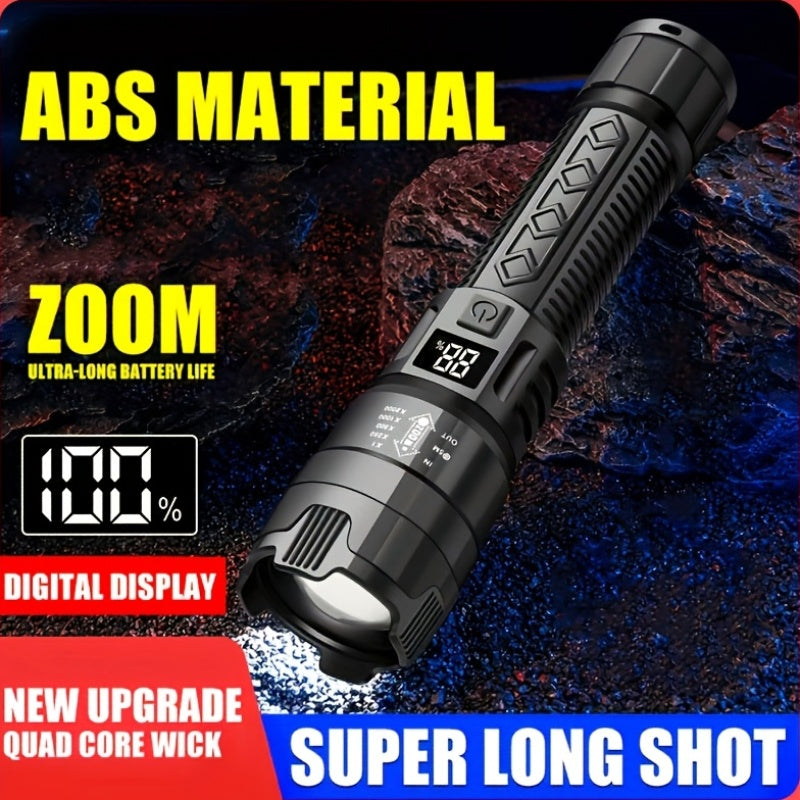 2Pcs Set BB BRIGHT Rechargeable LED Flashlights, IP44 Waterproof, Compact Design, Zoomable Focus & Battery Level Indicator, 3 Lighting Modes, Ideal for Outdoor Activities, Camping, Work and Emergencies, Category: Handheld Flashlight