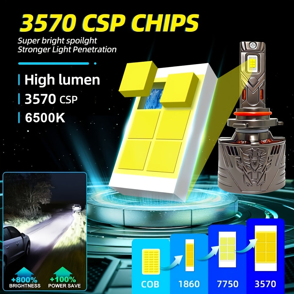2-Pack, H11 Car LED Headlight, 9005 LED Headlight, 55,000 Lumens, 6500K White Light, 3570 CSP Chip, 9005, 9006, 9012, H1, H4, H7, H11, Compatible with Various Vehicle Models, Easy to Install, Driver Light Included, No Battery Needed