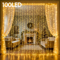 100/200/300LED 仙女窗帘灯，USB供电，具有8种闪烁模式，非常适合装饰窗台、新年庆祝活动、卧室、婚礼派对、斋月、复活节，节日室内氛围感灯串，仙女灯串