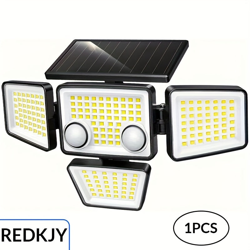 [(1/2-Piece) Solar Outdoor Light] - 3000LM 188 LED 4-Head Sensor Light, IP65 Waterproof, Solar Flood Security Light, Suitable for Backyard, Patio, Garden