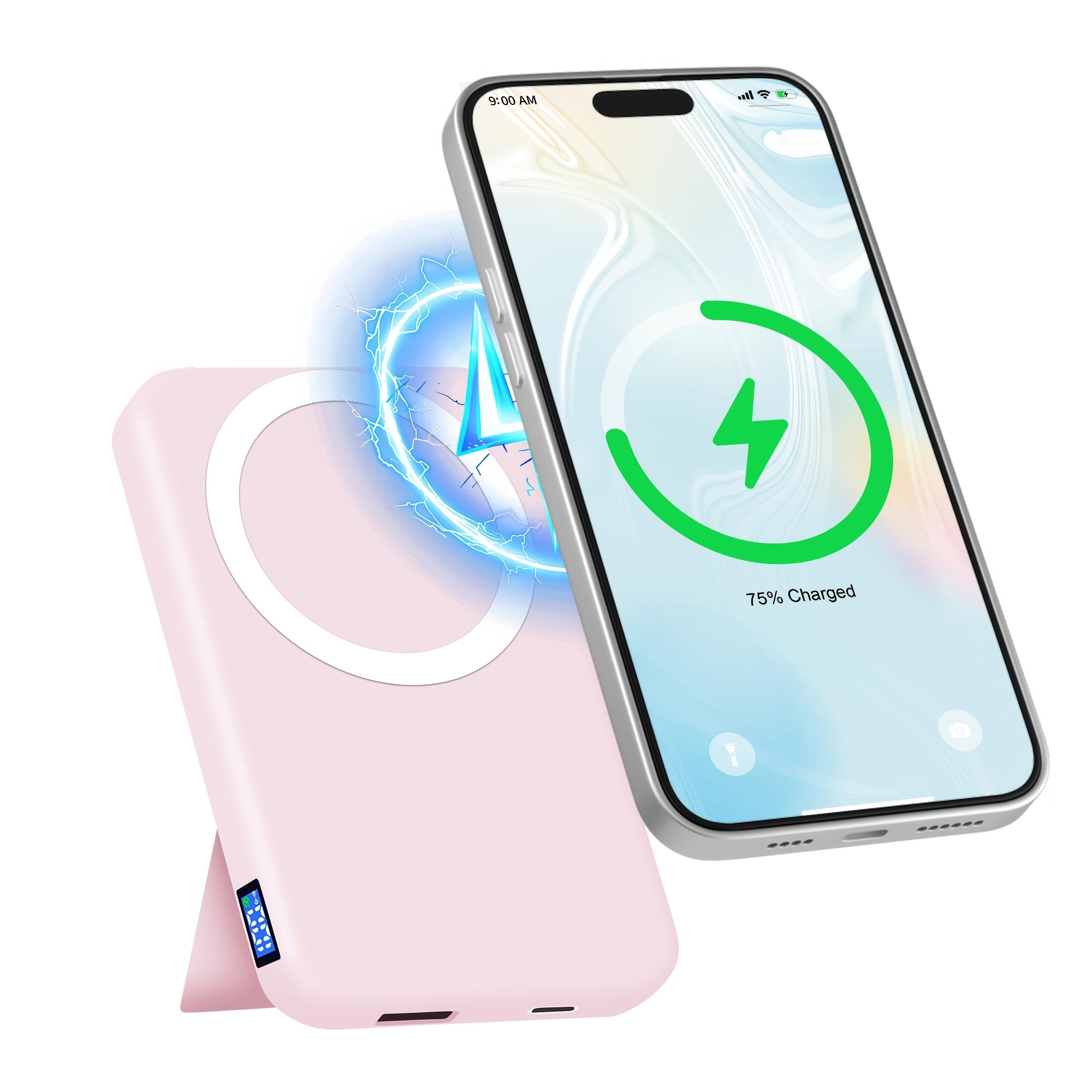 10000mAh Magnetic Stand Power Bank | Portable Ultra-Thin, 22.5W Wireless Fast Charging, USB Type-C, Universal Charger, Designed for iPhone 12-17 Series, Lithium Polymer Battery