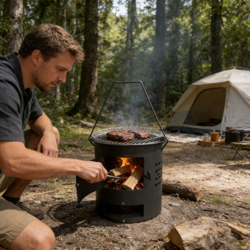 Low-Consumption Heavy-Duty Wood Stove, Low Fuel Consumption & Lower Operating Cost, Outdoor Picnic BBQ Enclosure Stove for Tea Boiling, Rural Home Heating, Cooking, Rice & Soup Cooking