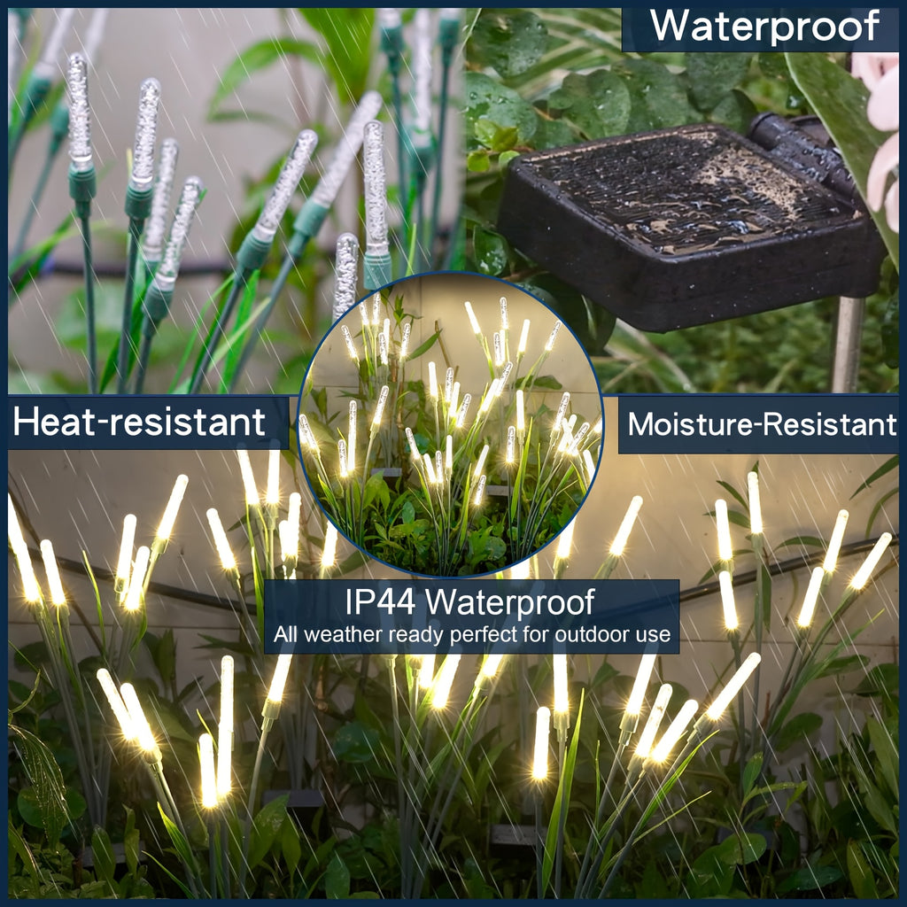 4 Pack Solar Light Outdoor Waterproof - Bubble Path Light for Garden Yard Decoration, Auto On/Off Dusk to Dawn, IP44 Acrylic Ground Insert Light, Warm White Solar LED, Perfect for Driveway Walkway Patio - Solar Reed Light