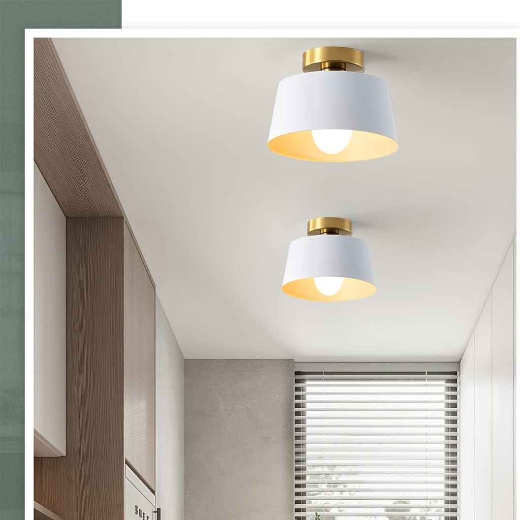 2-pack modern semi-flush mount pendant light, gold-plated base with matte white lampshade, suitable for kitchen island, dining room, grand porch, hallway, barn loft, E26 screw base (bulb not included)
