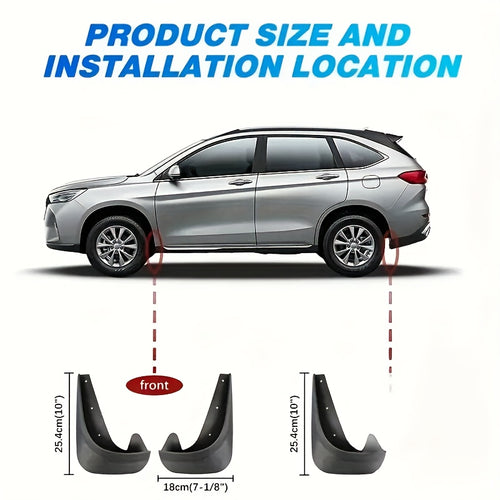 1 Set, Car Mud Flaps - Front & Rear Wheel Splash Guards, All-Season Road Debris Protection, Easy Installation for Outdoor Travel & Long-Distance Driving, Wheel Protection, Screws Included