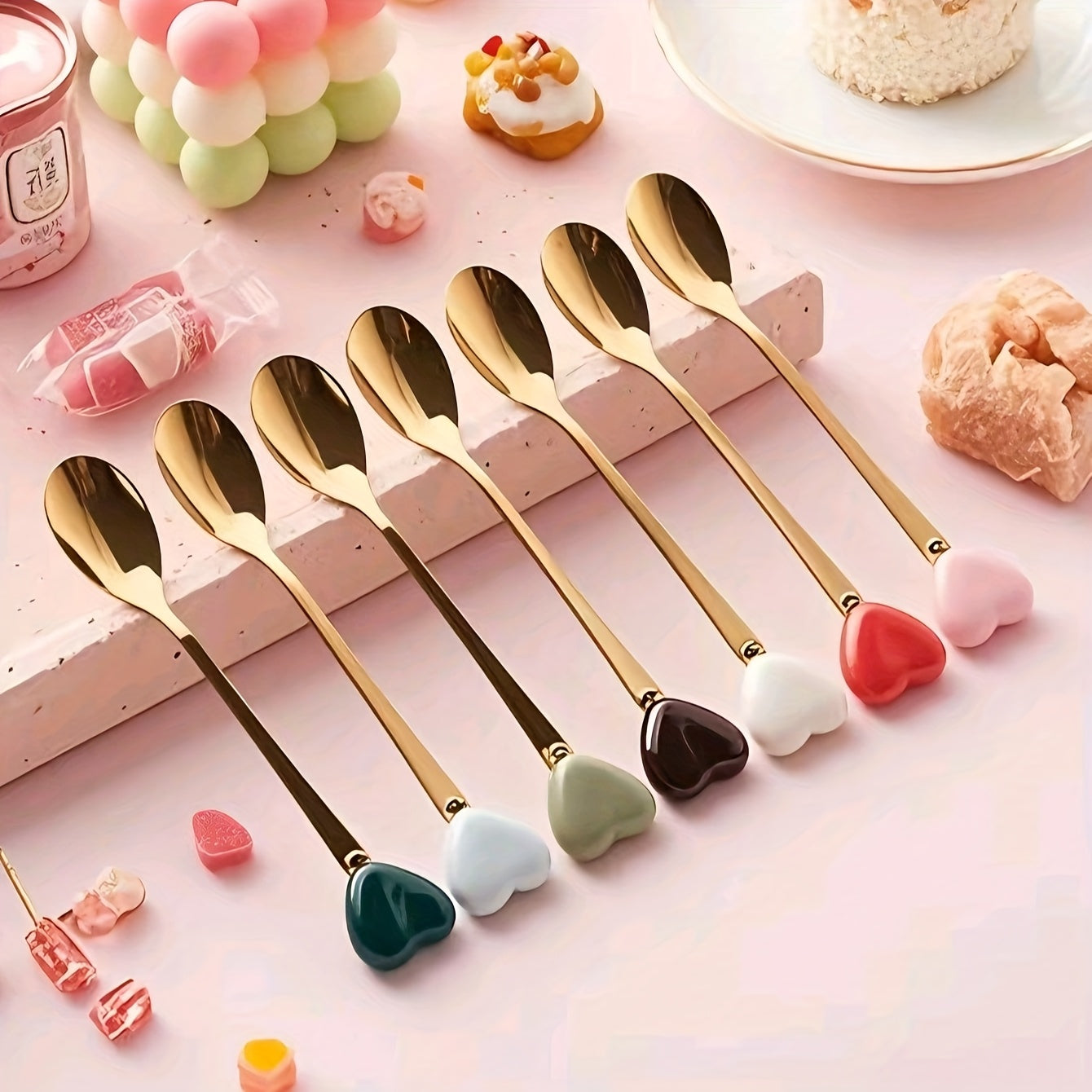 Luxury Stainless Steel Fork Spoon Set (2/4 Pieces), Fashion Tableware, Perfect for Afternoon Tea, Wedding, Cafe, Ideal Gift for Women, Travel Essential, Colorful Ice Cream Dessert Spoon for Summer Cake Yogurt