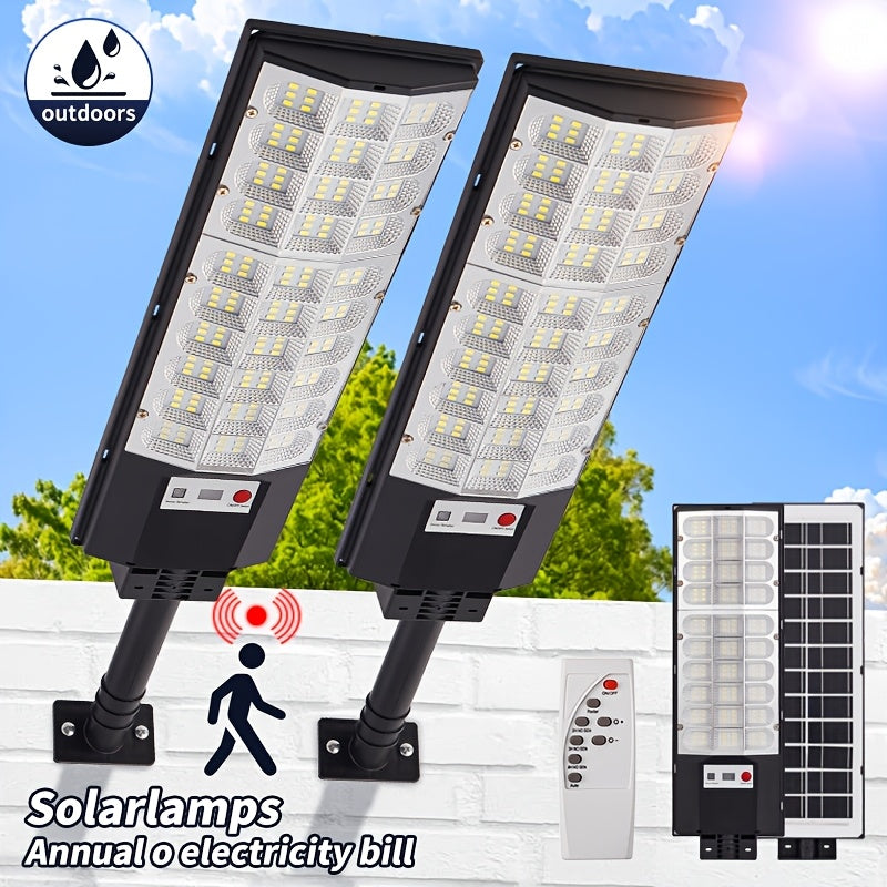3D Curved Screen Integrated High-Brightness Solar Street Light, PIR Motion Sensor with Remote Control IP65 Street Light, Perfect for Parking Lots, Street Lighting, Courtyards, Gardens, Villas, Outdoor Solar Light