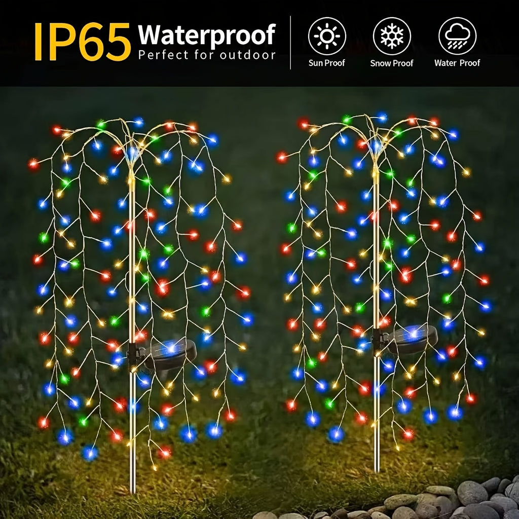 Solar Fireworks Courtyard Light - Copper-Plated Wire String Light with Nickel Battery, Semi-Flush Mount Installation Suitable for Paths, Lawns and Outdoor Picnics, Holiday Atmosphere Lighting | Decorative Stake | Easy-to-Clean Material