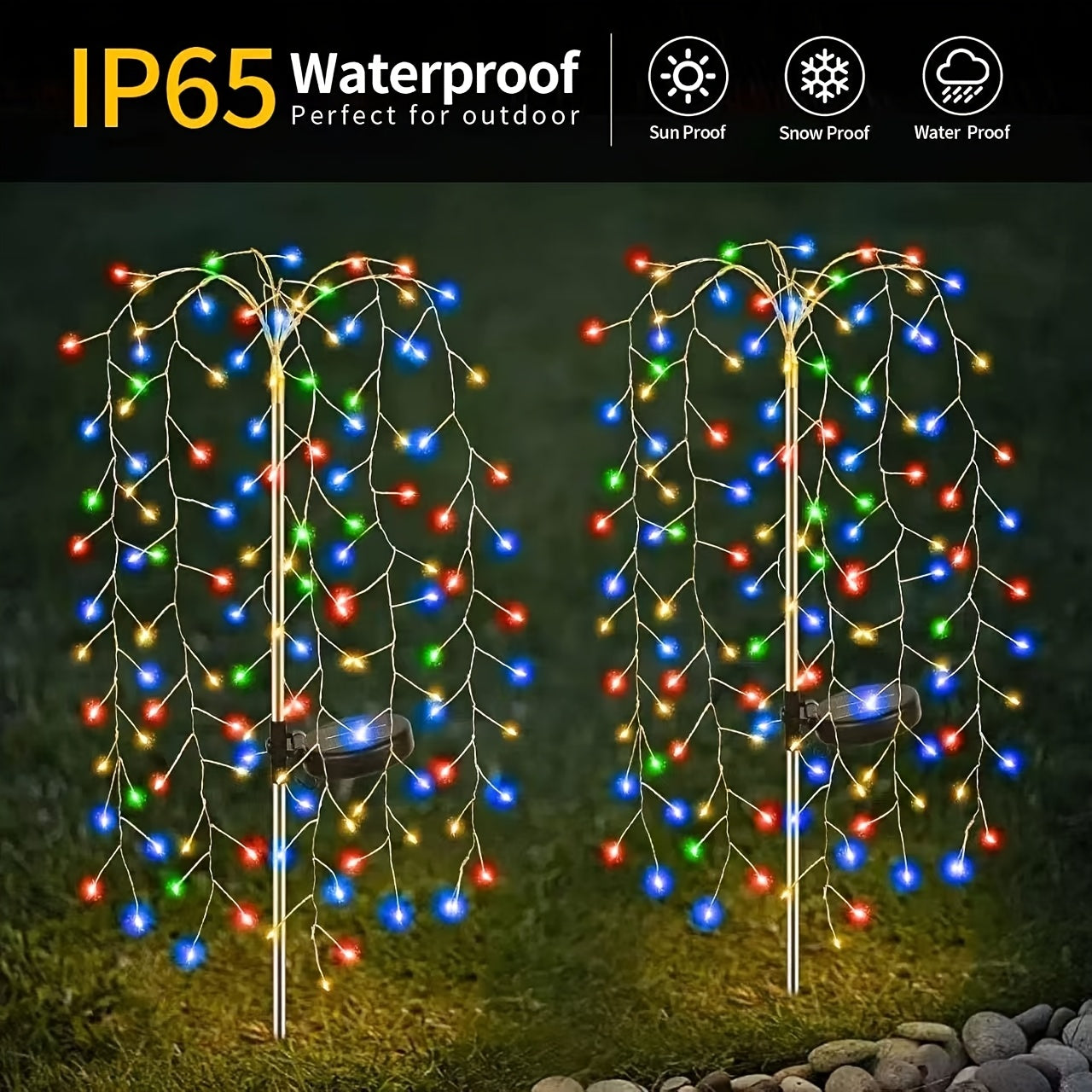 Solar Fireworks Courtyard Light - Copper-Plated Wire String Light with Nickel Battery, Semi-Flush Mount Installation Suitable for Paths, Lawns and Outdoor Picnics, Holiday Atmosphere Lighting | Decorative Stake | Easy-to-Clean Material