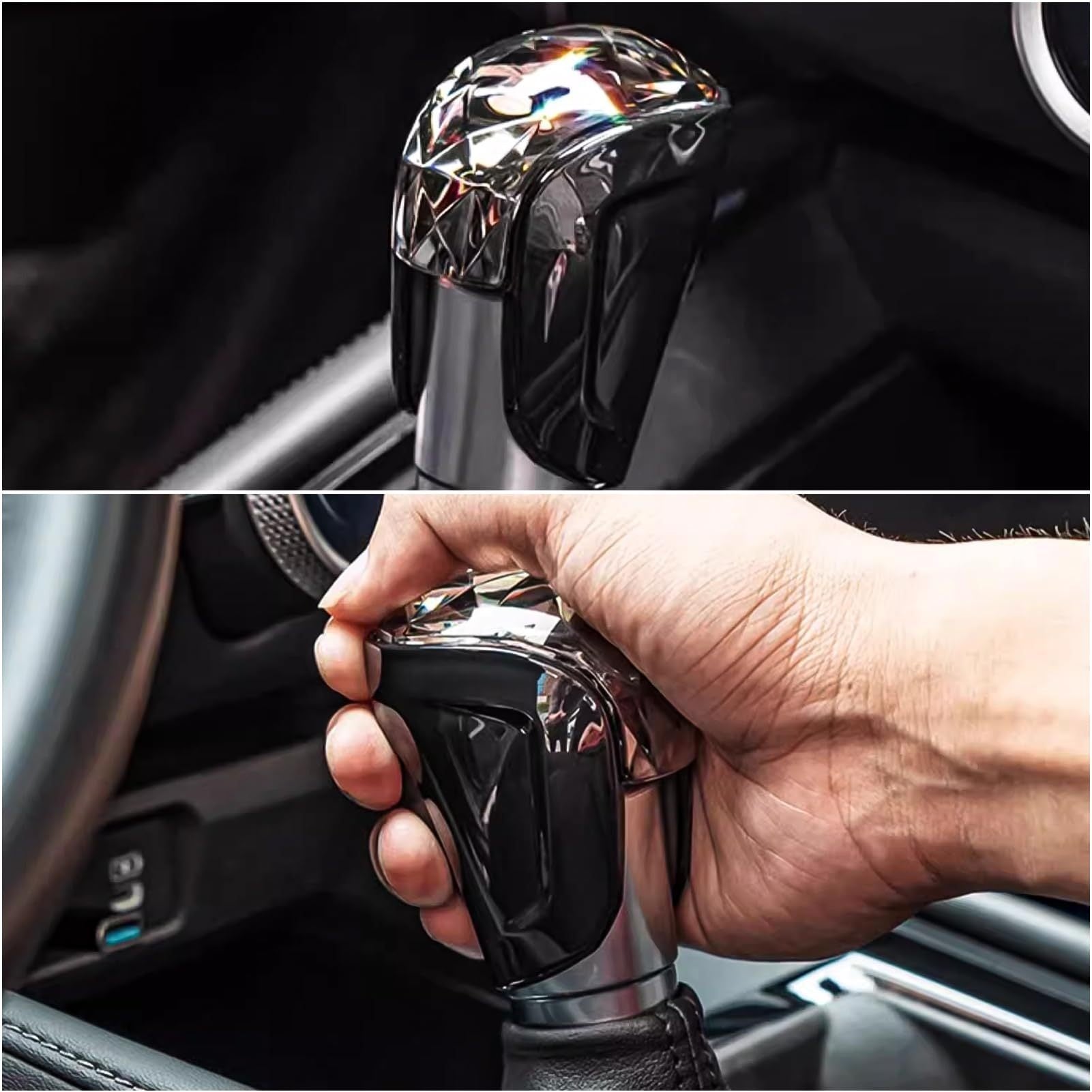 Compatible with Honda Civic 2022 2023 2024 2025 2026, Fits CRV HRV 2023-2026, Fits Accord 2018-2026, Accessories Car Center Console Gear Shift Knob Cover Trim - Crystal Style