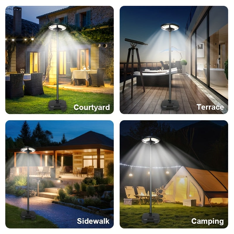 1PCS 370LED Solar Courtyard Light Set, Portable Camping Light with Water Tank, Light Pole, Courtyard Light Head, 78-Inch Tall Pole, Remote Control Path Light, Long-Lasting Dusk-to-Dawn Outdoor Light, Motion Sensor Integrated Street Light