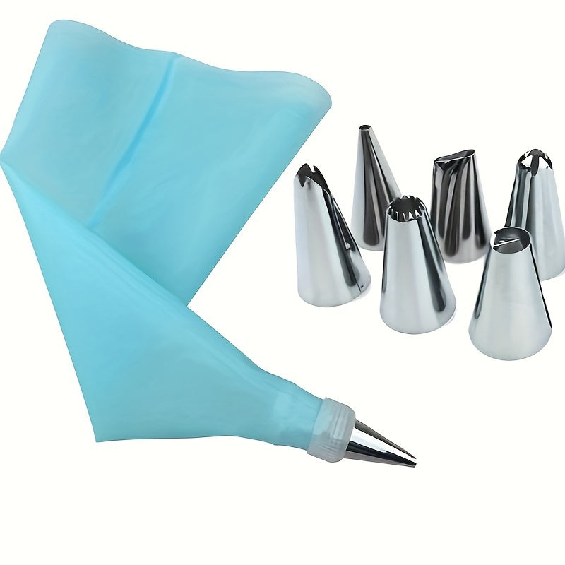 Reusable EVA Piping Bag Set with Stainless Steel Nozzles, Cake Decorating Tools for Puff Cream Icing