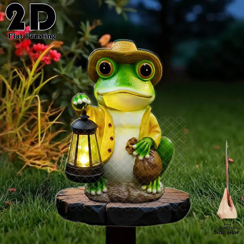 2D Flat 1 Piece Frog Holding Glow Light Garden Decoration Ground Insert, Outdoor Courtyard Garden Lawn Decorative Ornament, Garden and Flower Bed Decorative Stake, Perfect for Courtyard, Lawn, Bonsai - Festival Decoration