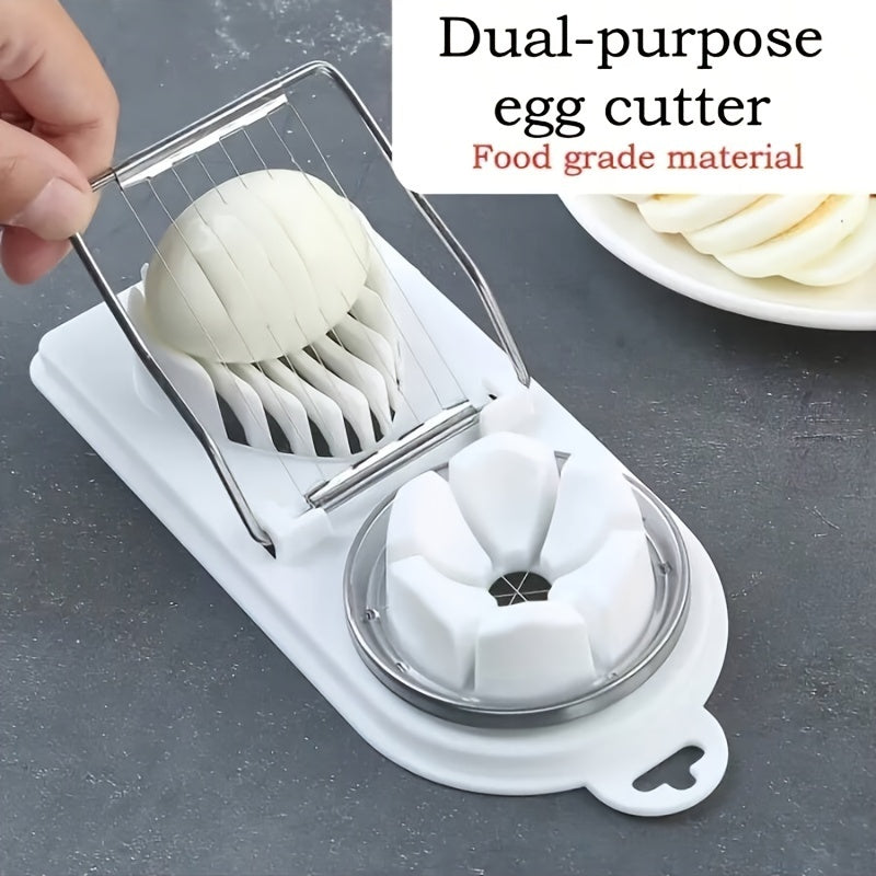 1PC Household Multifunctional Egg Slicer, 2-in-1 Egg Cutter Divider Dicer Slicer for Hard Boiled Eggs, Kitchen Gadget