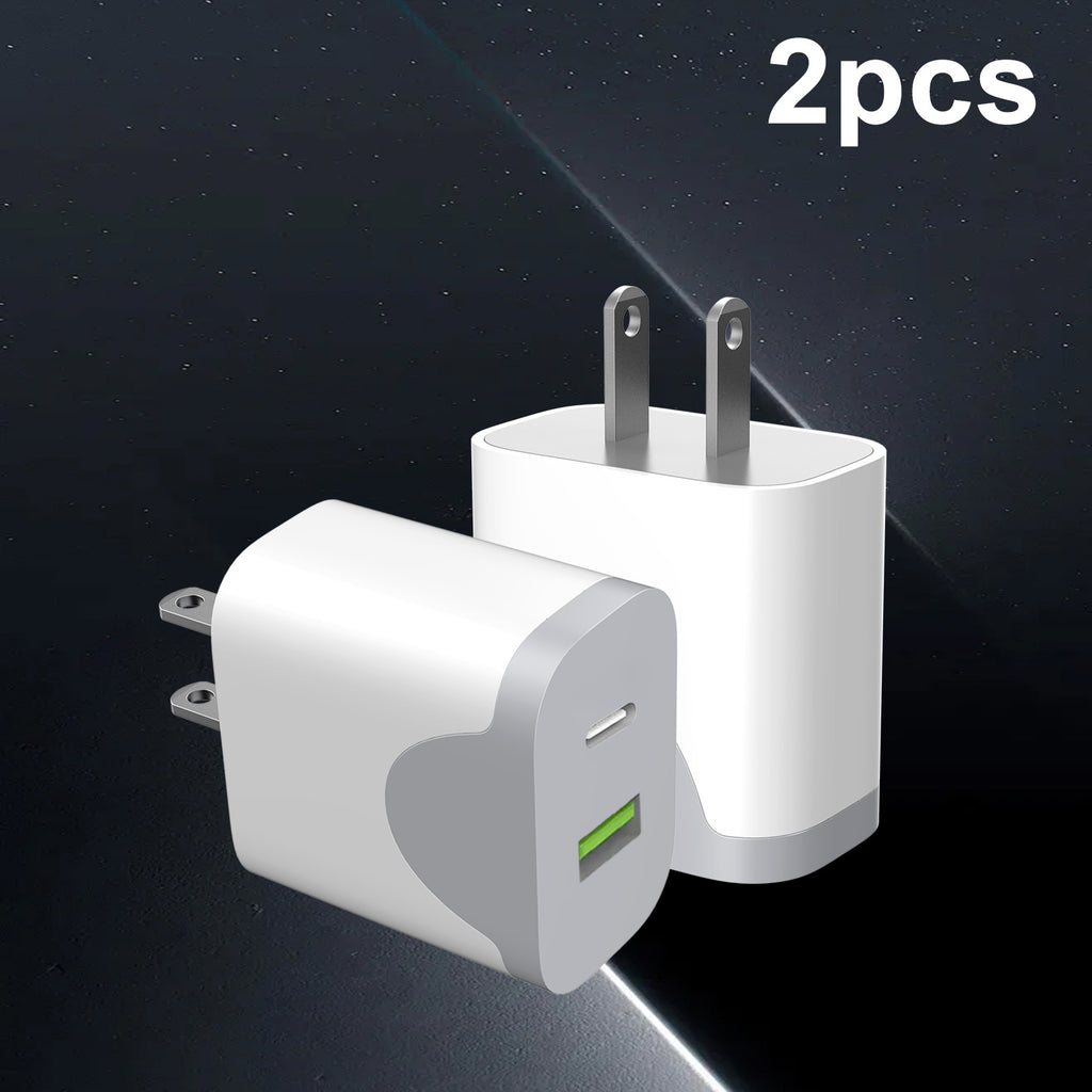 USB C Dual Port Wall Charger Block, for lPhone 16/ 15 Charger USB C Wall Charger Adapter +USB A Quick Charging Brick Plug