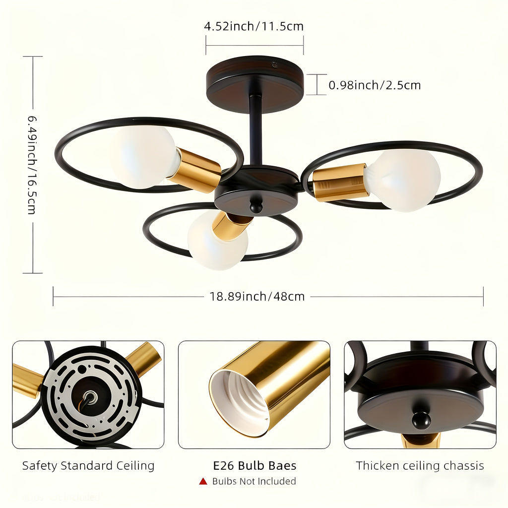 1 Vintage Industrial Ceiling Light - 3 Pendants, Removable Metal Cage Pendant Design, Suitable for Dining Room, Cafe, Hotel - Retro Pendant Light for Home for Hallway, Kitchen, Bedroom, Living Room, Stairs - Includes Mounting Hardware
