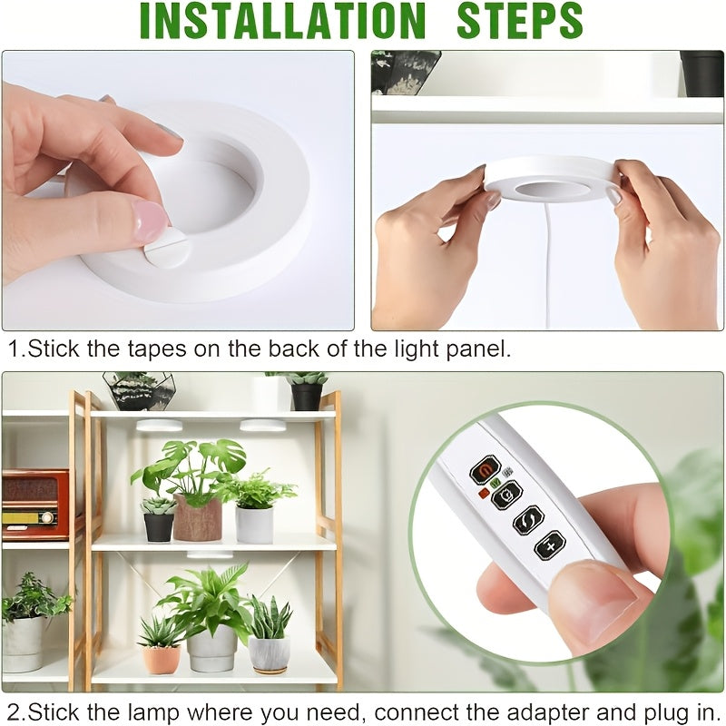 4-Head Ceiling LED Grow Light for Indoor Plants, 196 Full Spectrum LEDs, 5V Safe Voltage, 4/8/12H Auto On/Off Timer, 4 Dimmable Brightness Levels, Ideal for Small Plants