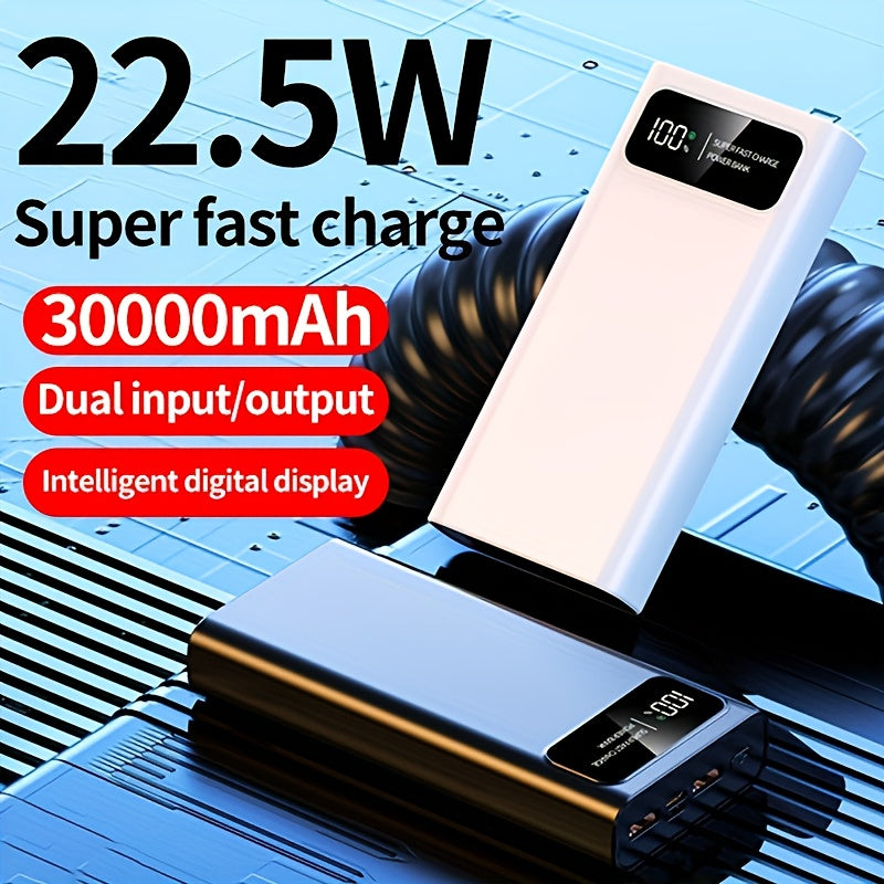 30000Mah Large Capacity Mobile Power Bank, Bidirectional Fast Charging, Outdoor Emergency Power Reserve Battery Pack, Portable Power Supply, Ultra-Fast Charging, Supports Simultaneous Charging of Multiple Devices, Holiday Gift, Christmas Gift