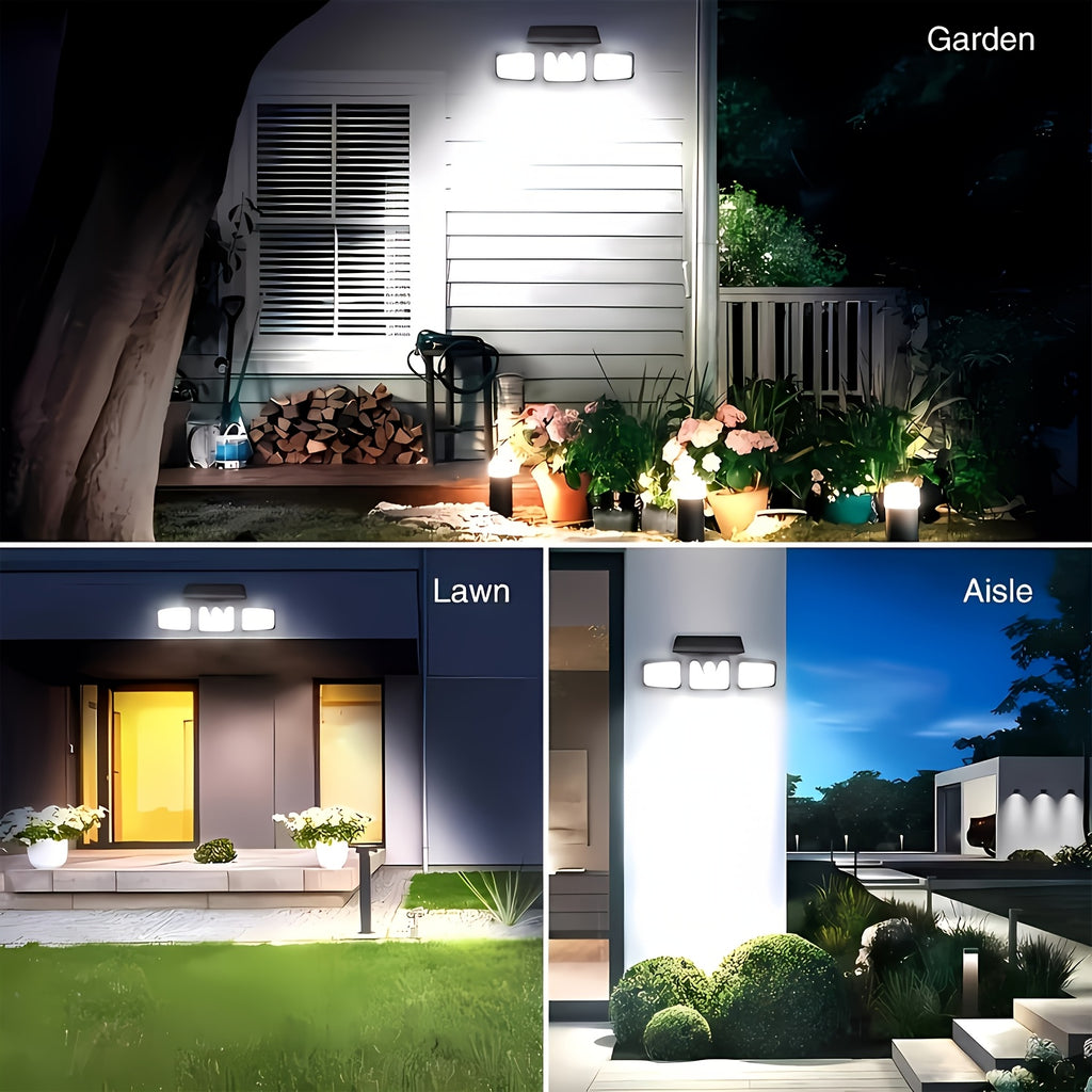 B B BRIGHT Solar Lighting Street Light, Three-Side Lighting Multi-Head Sensor Light, Wireless Street Light, High-Power Rural Courtyard Light, Outdoor Wall Light, Solar Street Light, PIR Motion Sensor, Perfect for Corridors, Rural Courtyards, Villas