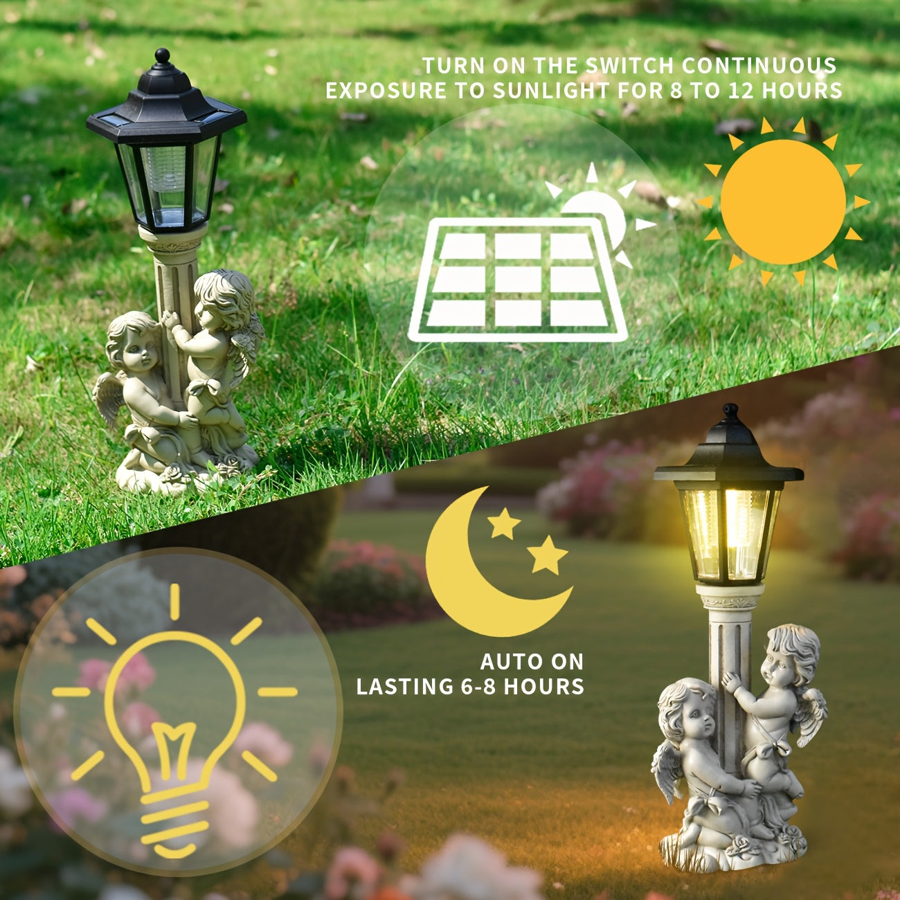 Resin Classical Figure Solar Outdoor Light Statue Ornament, Creative Resin Sculpture, Christmas Home Decoration, Path Corridor Ambient Light, Garden Courtyard Villa Warm Night Light, Unique Birthday/Holiday Gift