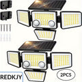 [(1/2-Piece) Solar Outdoor Light] - 3000LM 188 LED 4-Head Sensor Light, IP65 Waterproof, Solar Flood Security Light, Suitable for Backyard, Patio, Garden