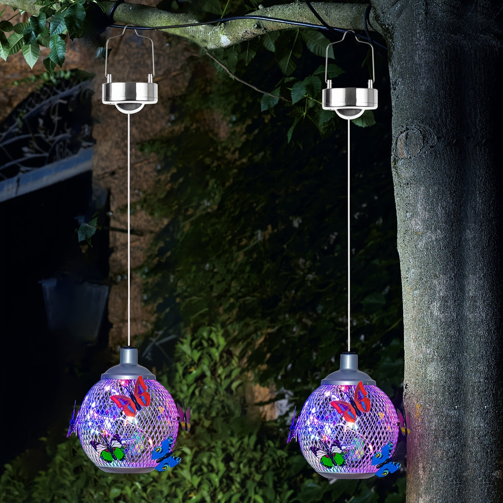 BEAKJEONG One or Two Pieces Outdoor Courtyard Solar Light, Butterfly Globe Light, Suitable for Mother's Day, Valentine's Day, Birthday Party, Wedding Decoration, Lawn, Garden, Patio Creative Animal Style Solar Light Holiday Decoration,