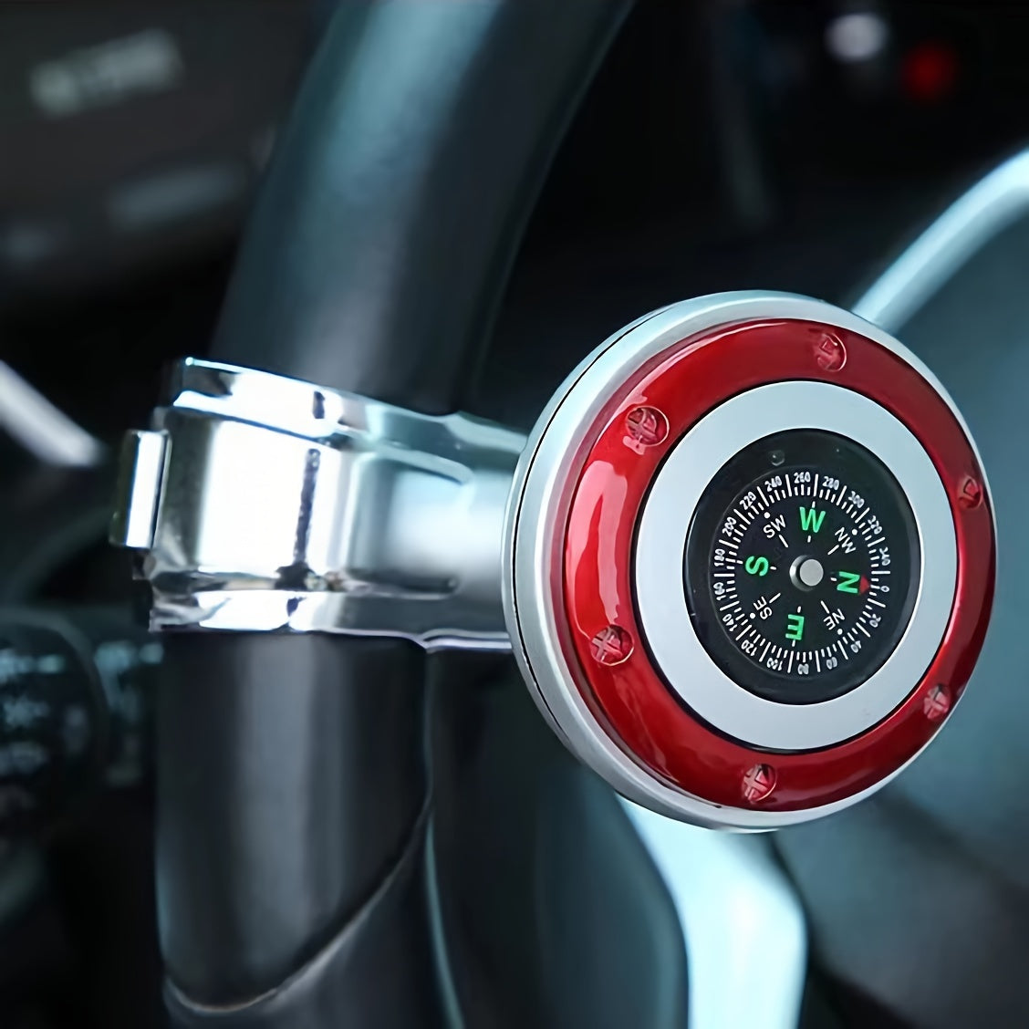 Car Steering Wheel Booster Ball, a Multi-Functional Compass Steering Wheel Gear, Designed Specifically for Vehicles, Reduces Driver Effort When Turning and Parking