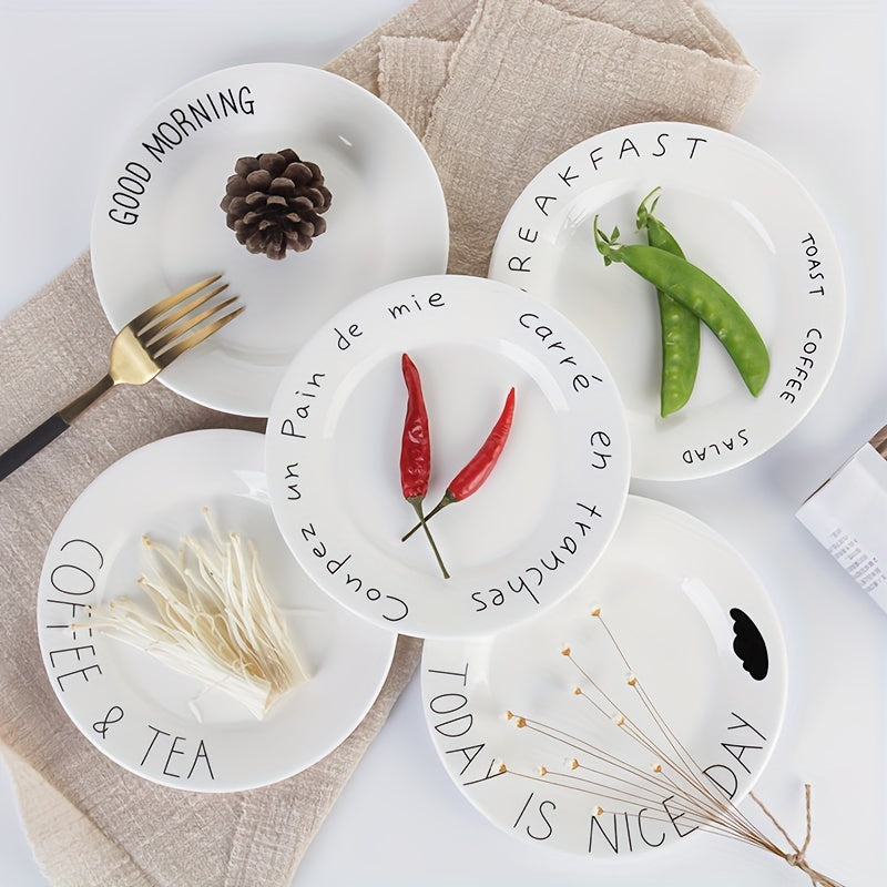 4-Piece Set, 6-Inch Ceramic Plates, Breakfast Plate, Sandwich, Bread, Cake, Dessert & Fruit Plate, Salad Plate – Perfect for Home Kitchen, Simple Modern Nordic Style Ceramic Flat Dish Tableware, Microwave & Dishwasher Safe