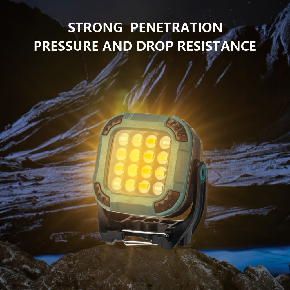 1PC Rechargeable EDC Flashlight, Ultra-Portable Mini COB Work Light with Magnetic Base, 18 Modes Handheld Lamp, 4 Available Models, 360° Rotatable, Pocket & Keychain Size for Outdoor Lighting, Camping, Car Repair, Emergency, Fishing