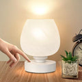 Touch bedside lamp - modern small bedroom bedside lamp, 3-level dimmable table lamp, with white opal glass lampshade, night light for room decoration, minimalist design gift, warm white bulb included
