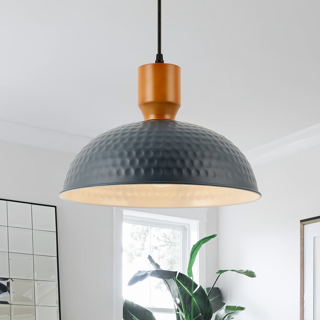 Black/Blue Hammered Kitchen Island Light, Industrial Pendant Light with Dome Shade, Adjustable Metal Hanging Pendant Light, Ceiling Pendant Light Suitable for Dining Room and Bedroom