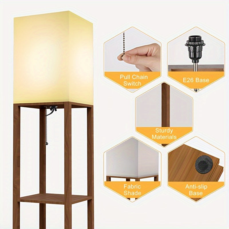 1 piece shelf pole lamp, modern 3-tier 9W LED bulb reading bedside light, narrow corner night light suitable for bedroom and living room