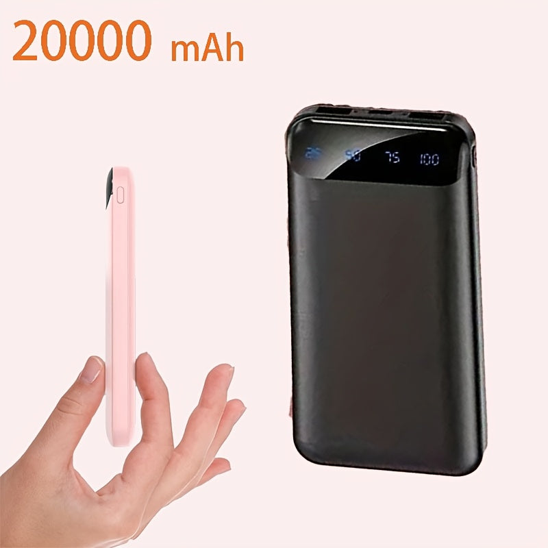 20000Mah Large Capacity Portable Power Bank, 2 USB Outputs And Type-C Output/Input, Suitable for Charging Mobile Phone Devices, Equipped with LED Display/Multiple Colors to Choose From, Portable Emergency Power Supply Device for Outdoor Travel