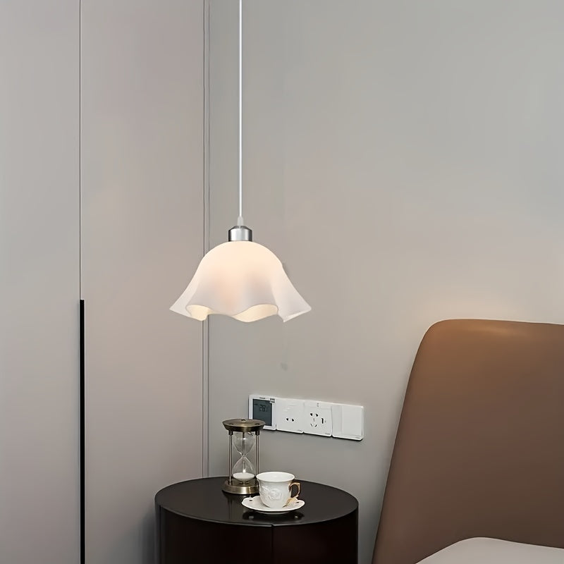 Two-Piece Pendant Light, Ceiling Light, Frosted Plastic White Shade, Plug-in Hanging Ceiling Light for Bedroom, Living Room, Hallway (Bulb Not Included!!!)
