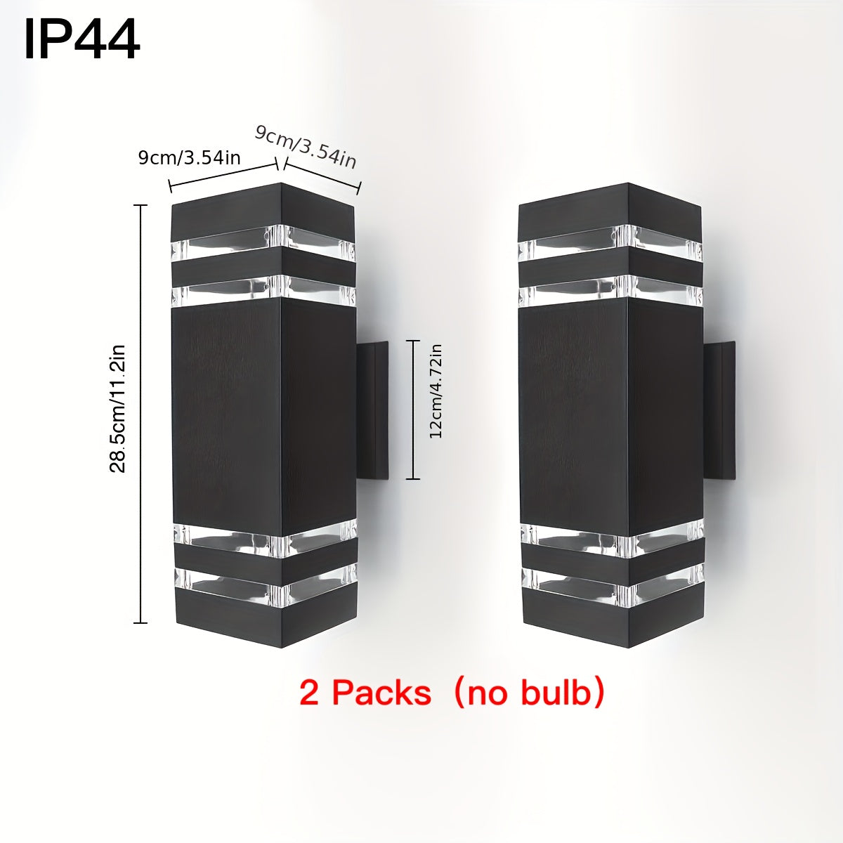 2-Pack, IP44 Plastic Outdoor Wall Light, Up and Down Light Emission, E27 Socket, Hardwired, Suitable for Exterior Wall Lighting of Courtyard, Park, Garage, Porch, etc., Modern Balcony Light Staircase Wall Light, Bulb Not Included