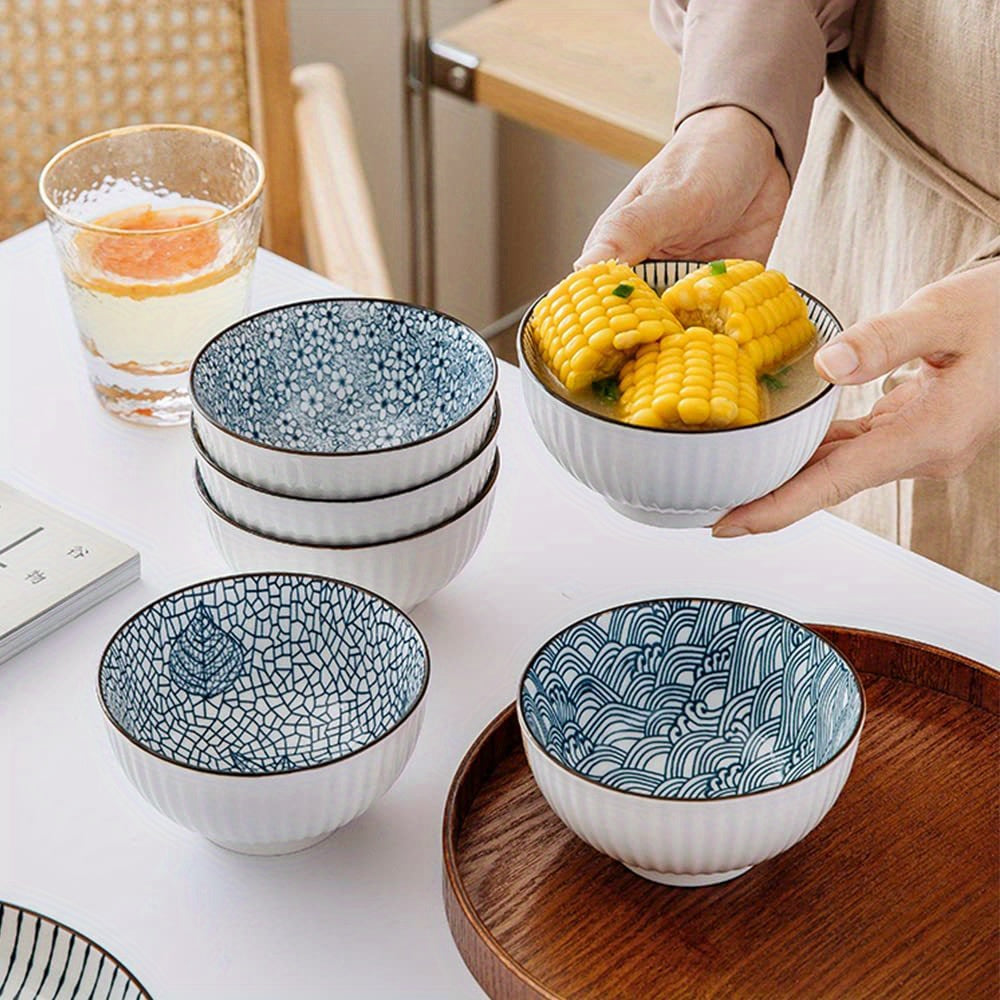 Japanese Ceramic Bowl Set (4 Pieces): Multi-Functional Dinnerware for Cereal, Soup, Dessert, Snacks & Fruit