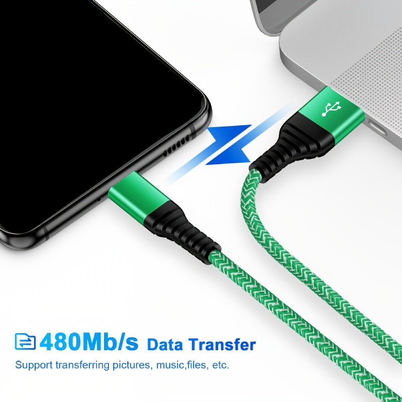 10W Fast Charger 5V/2.1A US Plug | 6ft USB A to USB C Nylon Braided Data Cable, Lightweight Design, 100V-240V Operating Voltage