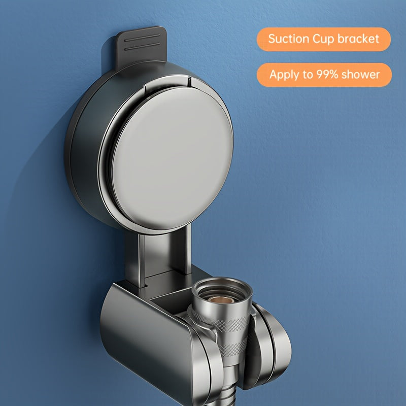 [1 pc] Jiayun Wall-Mounted Shower Suction Cup Holder, Handheld Adjustable Showerhead Bracket for Shower System - Grey, ABS Plastic, No Drilling Needed - Easy to Use, American Standard G1/2 Connector Port, Summer Shower Accessory