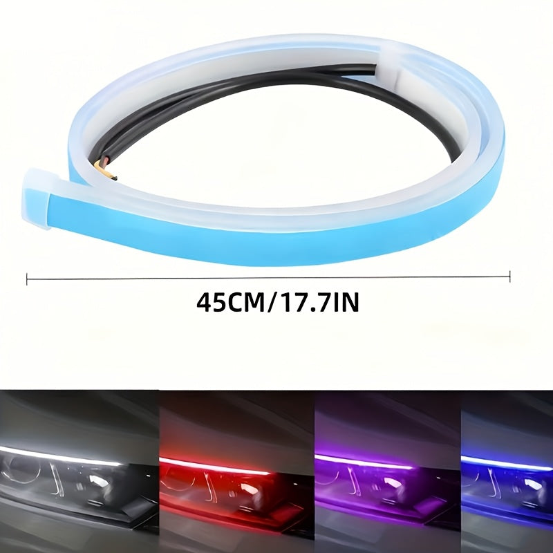 2pcs 12V LED 灯条 - 可变形汽车白色和黄色流光灯，用于指示灯和环境照明，不需要电池，≤36V 运行，非常适合汽车和房间装饰，指示灯|现代汽车照明|LED 灯条