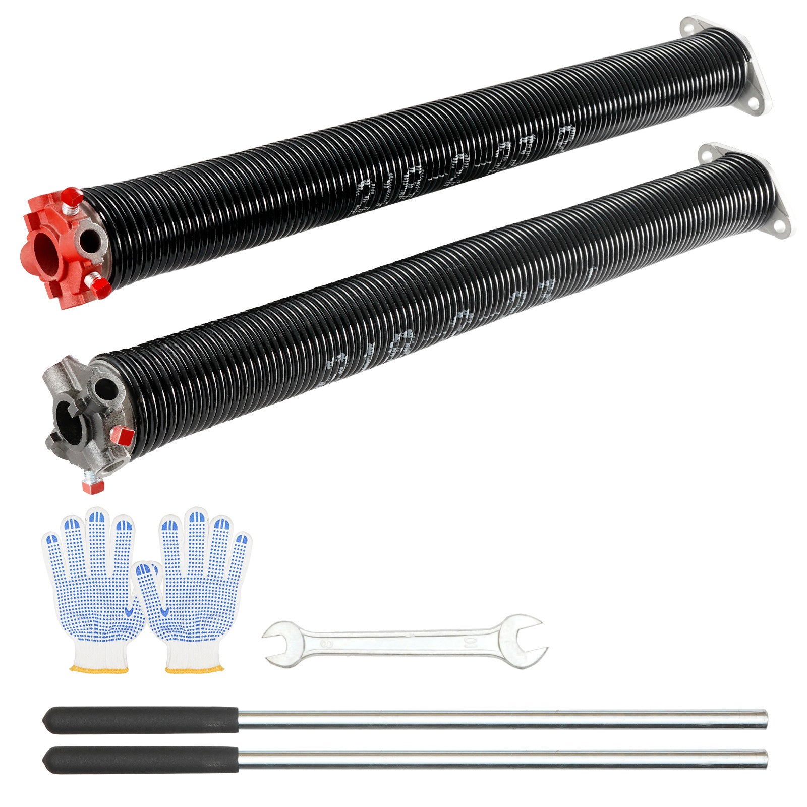 Garage Door Torsion Spring, 16,000 Cycles, 0.25 x 2 x 30in / 0.207 x 2 x 22in / 0.218 x 2 x 24in / 0.218 x 2 x 23in, with Non-Slip Winding Bars, Installation Tools and Gloves, Electrophoretic Coating, for Replacement