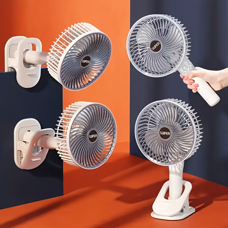 3-in-1 Clip Fan, Handheld & Car Mount Dual Use, Portable Multifunctional Fan for Travel Home and Office Use