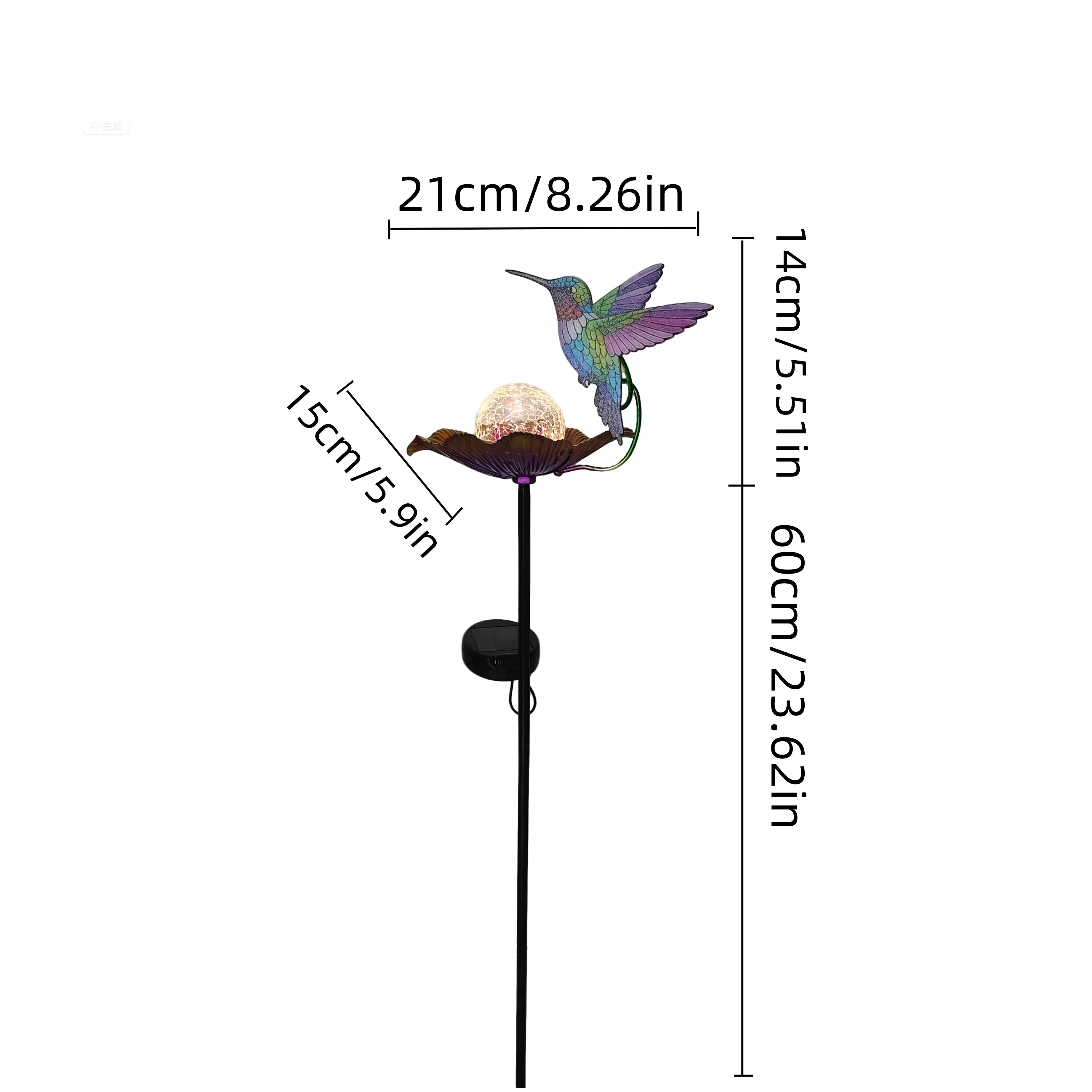 Hummingbird Glass Globe Flower Solar Outdoor Light, Beautiful Hummingbird Decorative Light, Fun Hummingbird Flower Glass Globe Light