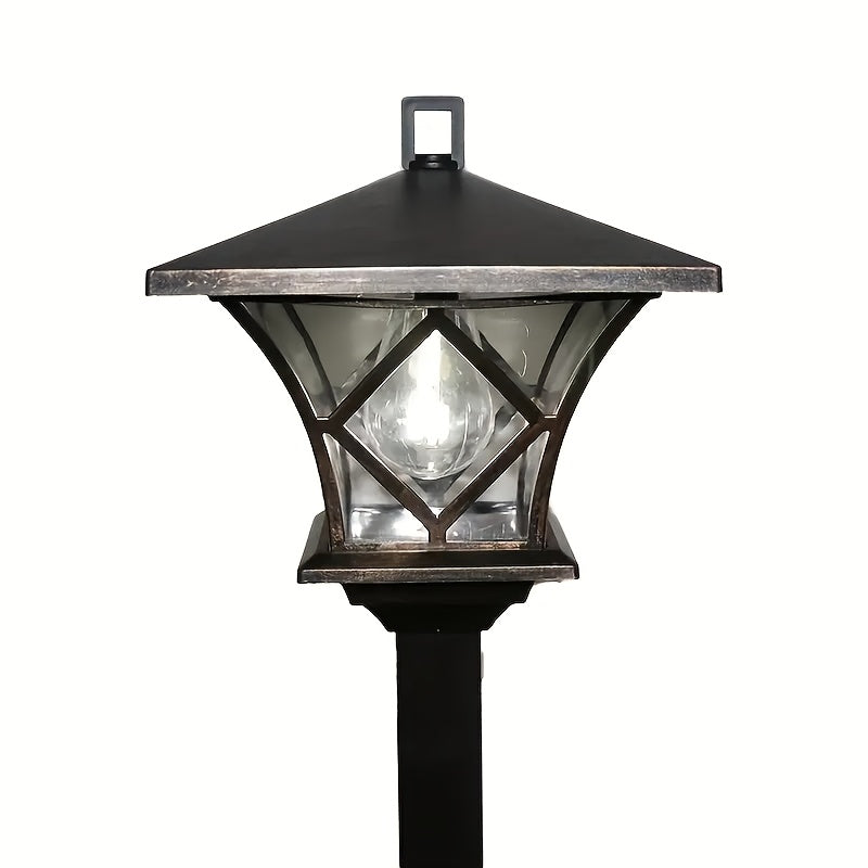 New Flagship Solar LED Street Light Decorative Light, 4-Grid Pattern Hanging Basket Light - Vintage Painted Copper Finish, Warm White Two Color Optional Light - Perfect for Gardens, Courtyards, Pathways and More