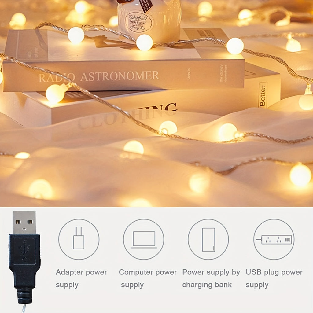 星星灯串 10、20、30、40、80LED 星星灯串，USB 供电仙女灯串，适用于室内、婚礼派对、圣诞树、新年、（暖白）